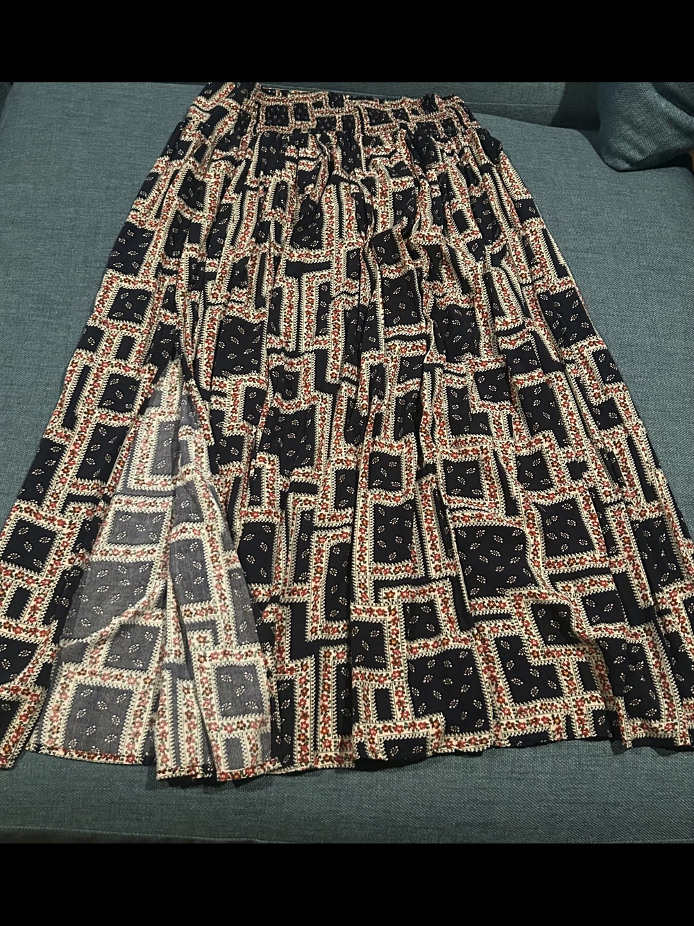 Black Patterned Midi Skirt